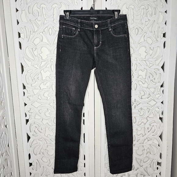 White House Black Market Cropped Skinny Jeans Size 2 | Dark Wash Stretch Denim - Picture 2 of 13